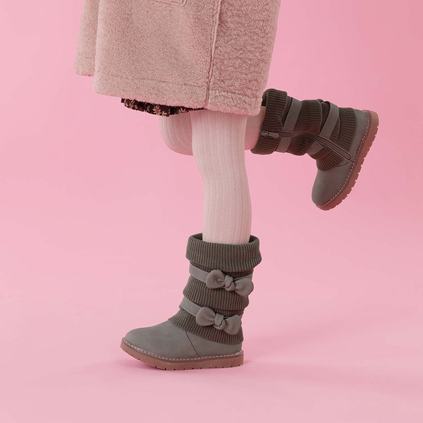 Mid Calf Faux Fur Lined Girls Snow Boots - GREY PU - 4